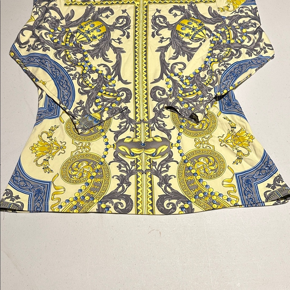 J. Mclaughlin Yellow And Blue Patterned Blouse - image 5